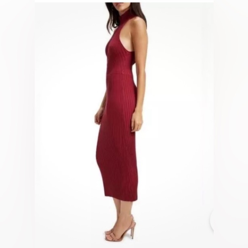 Good American Ribbed Midi Keyhole Dress Stretch in Team Cardinal 5/6 NWT - Picture 3 of 11